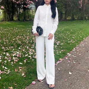 Wide-cut pants - beige